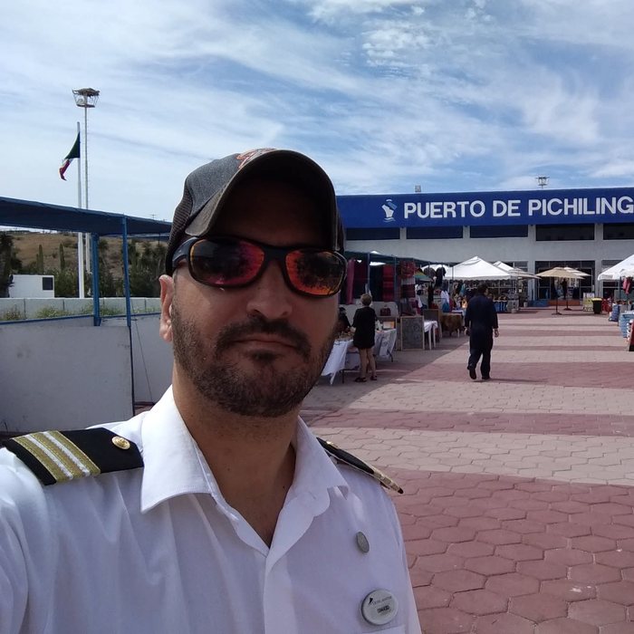 David in uniform ashore during a port call